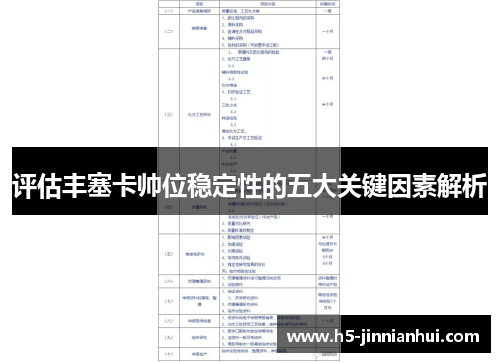 评估丰塞卡帅位稳定性的五大关键因素解析